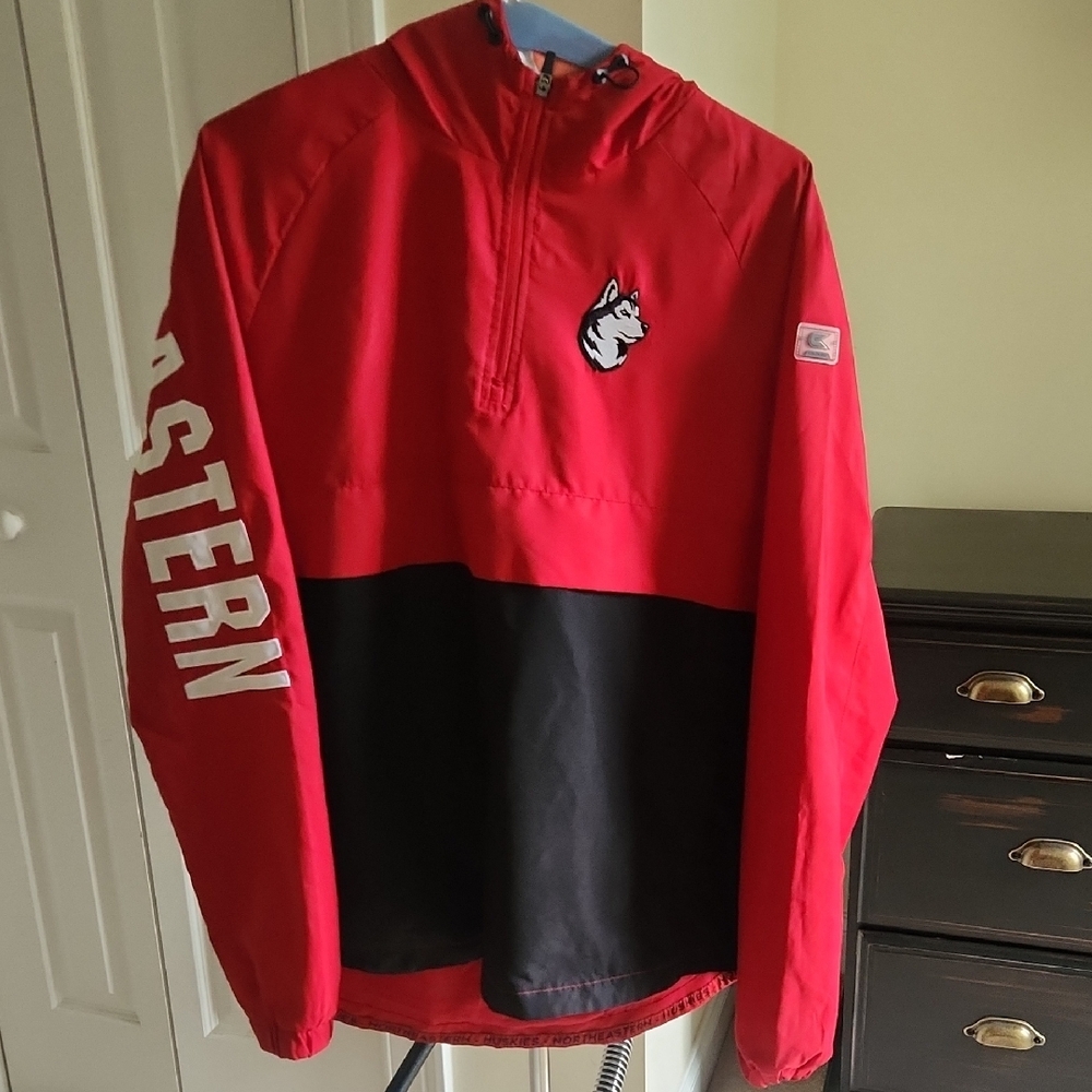 Northeastern Red and Black Pullover Jacket with Husky Logo